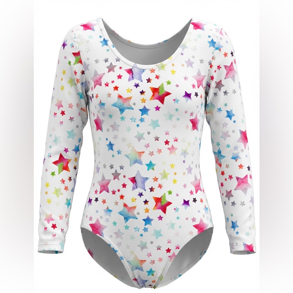 Colorful Star Print Kids Leotard